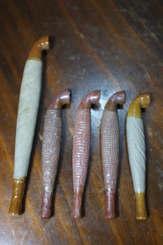 ♢明治時代 時代物 喧嘩煙管 蝙蝠 七福神 布袋図 片切彫り骨董品