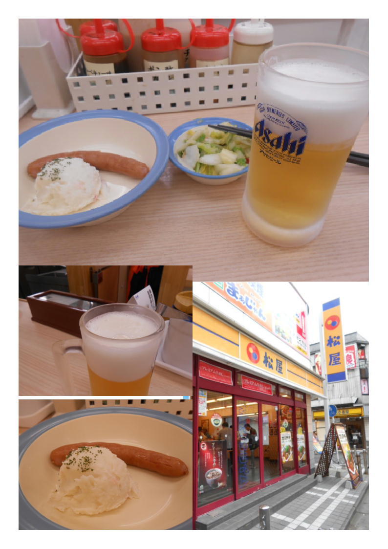 大宮松屋で、ちょいのみ「ビール3杯+ウィンナー・ポテト」。_b0142232_05524052.jpg