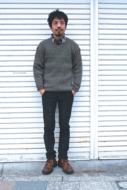 Swedish navy 40\'s v-neck wool knit dead stock snaps_f0226051_21275464.jpg
