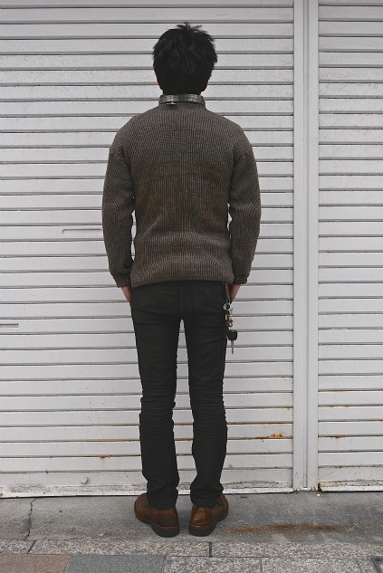 Swedish navy 40\'s v-neck wool knit dead stock snaps_f0226051_212869.jpg