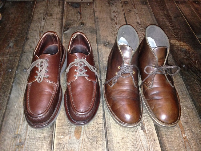 ブーツ、ビルケン、スエードなどの靴出し。RED WING,WOLVERINE,BORN,CLARKS,l.l.bean,ラッセルモカシン_e0240460_23423237.jpg