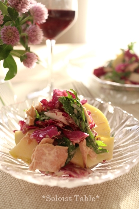 冬の葉っぱとツナとリンゴのマヨポンサラダ Soloist Table