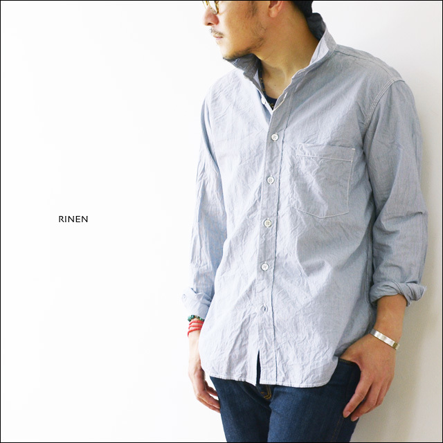 RINEN [リネン] 80/2ダウンプルーフヘアラインストライプレギュラーカラーシャツ [34624/34533] MEN\'S_f0051306_21063455.jpg