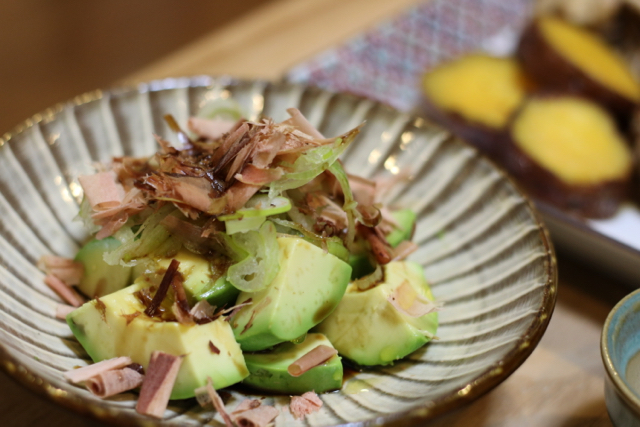アボカドオリーブ葱おかか醤油。かぼちゃのスープ。_f0348831_07464908.jpg