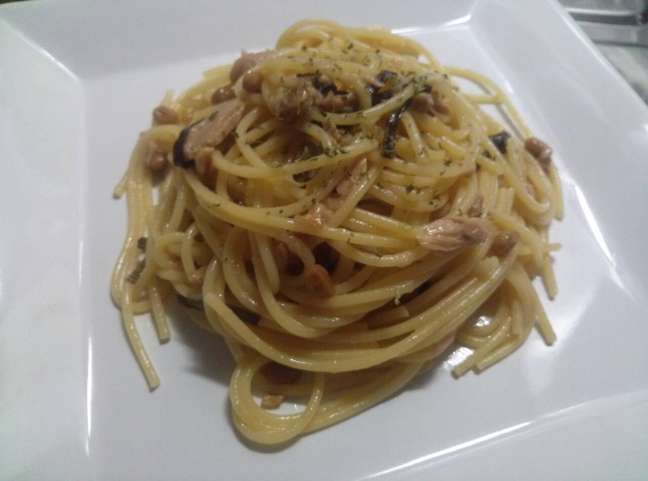 塩昆布とツナと納豆のパスタ_c0319645_18303077.jpg