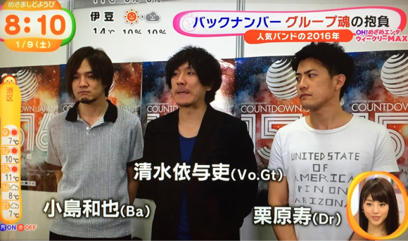 Back Number めざましテレビ めざましどようび 16 01 09 私は冬が好き