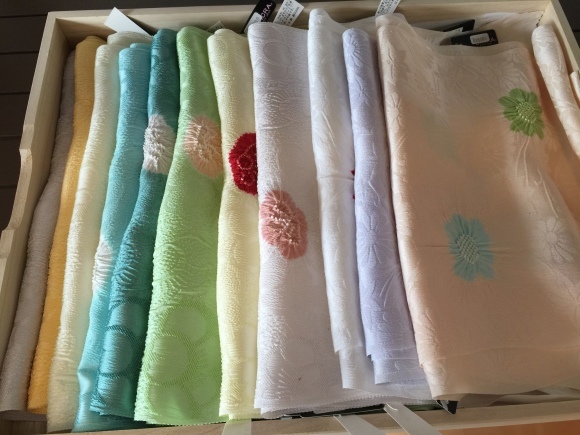 帯屋捨松 夏帯 八寸名古屋帯 グレー 幾何学 カラフル （新着商品
