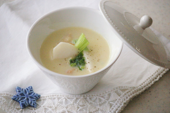 小かぶとベーコンの豆乳カレースープ_d0327373_9231658.jpg