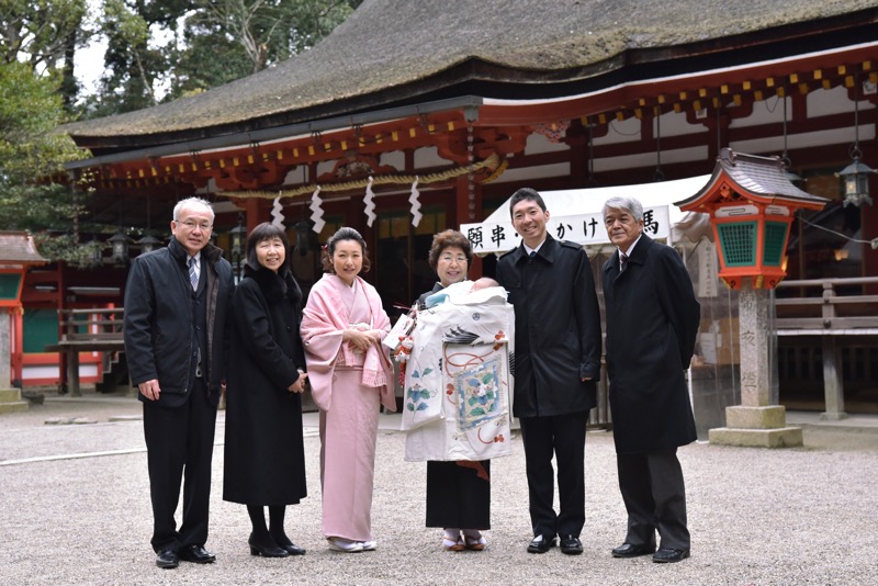 石上神宮へのお宮参り・奈良の大寒波、赤ちゃんも寒さ対策で暖かそうな着物にバッチリ包まれて16.1.23_c0324376_17532929.jpg