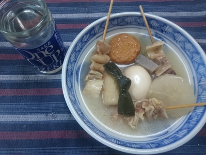 1/23夜勤明け 一正おでん+紀文牛すじ+ワンカップ大関上撰_b0042308_21274960.jpg