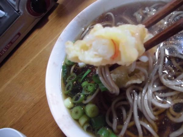 私の作った海老天そばと温玉かけごはん_c0118393_1734465.jpg