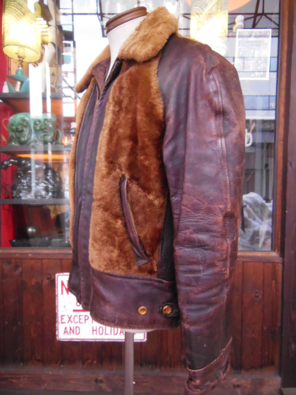 1940’S UNKNOWN HORSEHIDE GRIZZLY JACKET/SIZE38~40 _c0187684_16115486.jpg