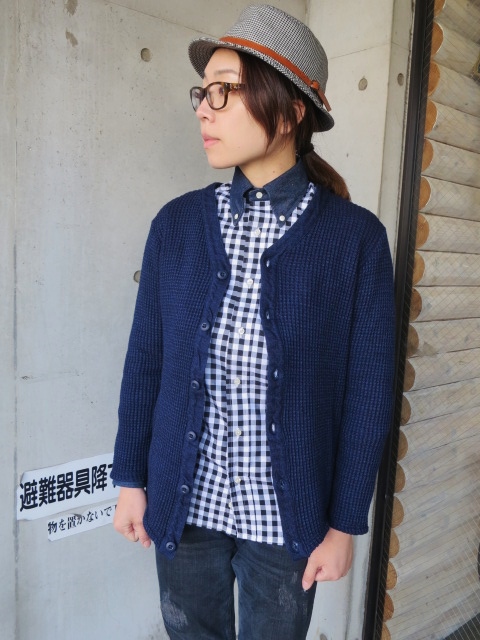 FULL COUNT ・・・ Indigo WAFFLE CARDIGAN!★!_d0152280_12383111.jpg