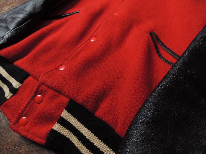 60S VARSI JAC VARSITY JACKET BLACK×RED--RECOMMEND