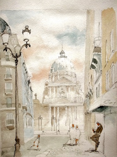 水彩画 パステル フランス パリ 凱旋門 絵画