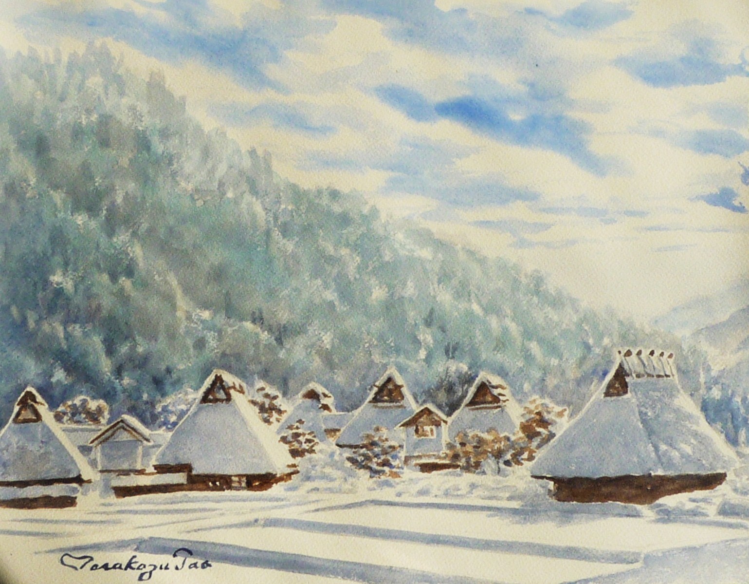 公式通販サイトセール シーグラスアート『ねがいごと♡北欧の街並み…雪景色』赤 レア その他