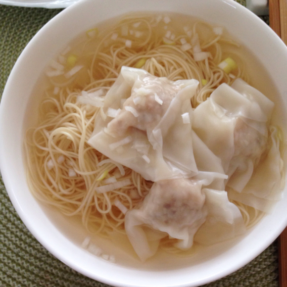 コストコ海老で海老ワンタン麺と春巻@3月One day Lesson_b0065587_18100383.jpg