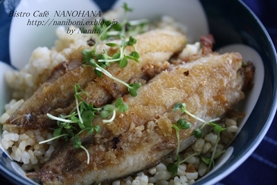 鰊（にしん）の軽い照り焼き丼　Donburi (Arroz Cocido en un Cuenco) de Teriyaki Arenque_c0351539_23175373.jpg