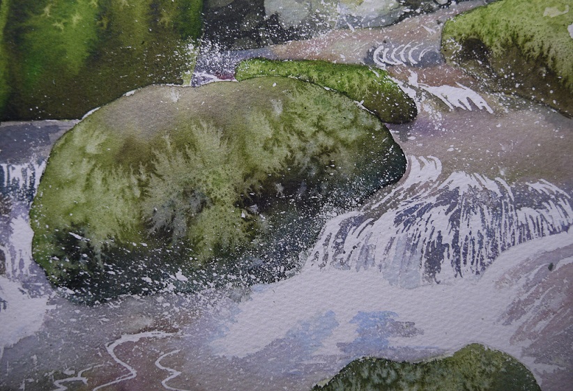 カルチャーでの苔むした渓流の描き方 と色の事 小林啓子水彩画の部屋