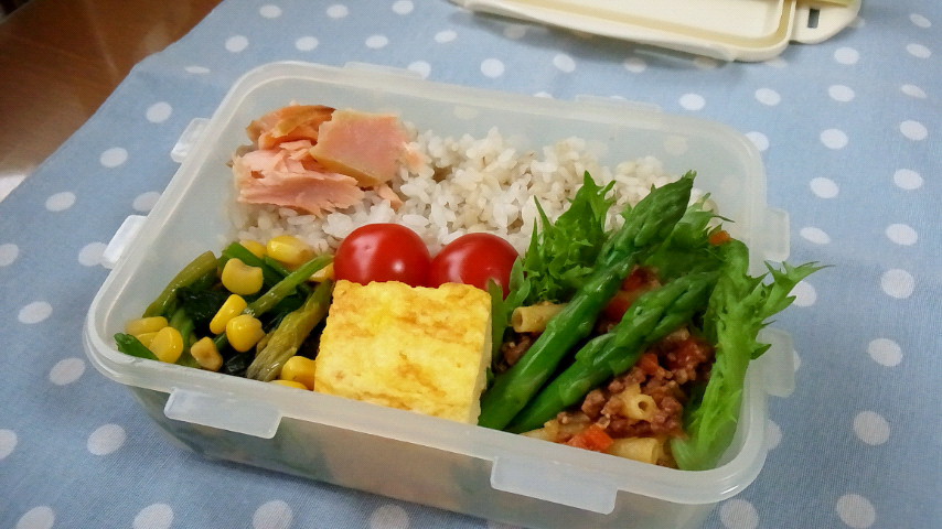 サラ弁&お嬢の夢応援弁当。。。マカロニミートソース弁当_a0211008_1083139.jpg