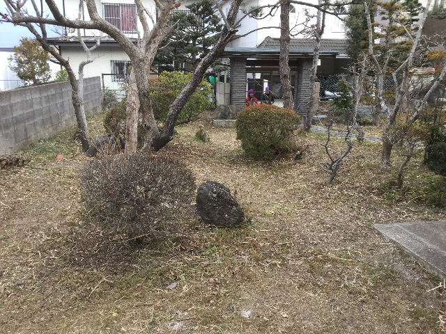 屋根瓦と下屋柱と草刈りと目隠し・・・・_f0031037_18555570.jpg