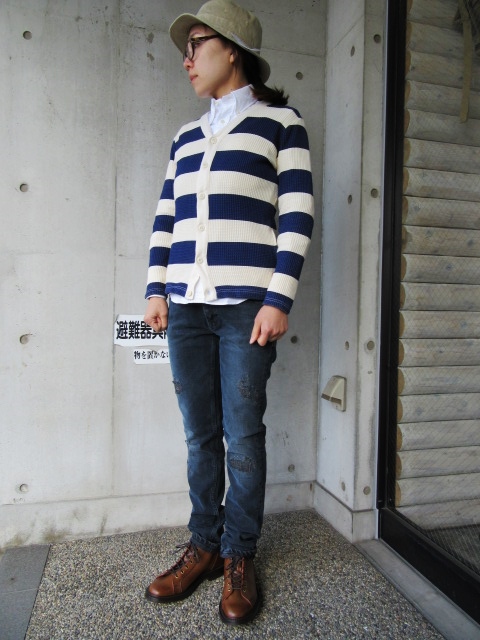 人気のIndigo シリーズ:WAFFLE CARDIGAN より新色(WIDE BORDER)!★!_d0152280_12295098.jpg