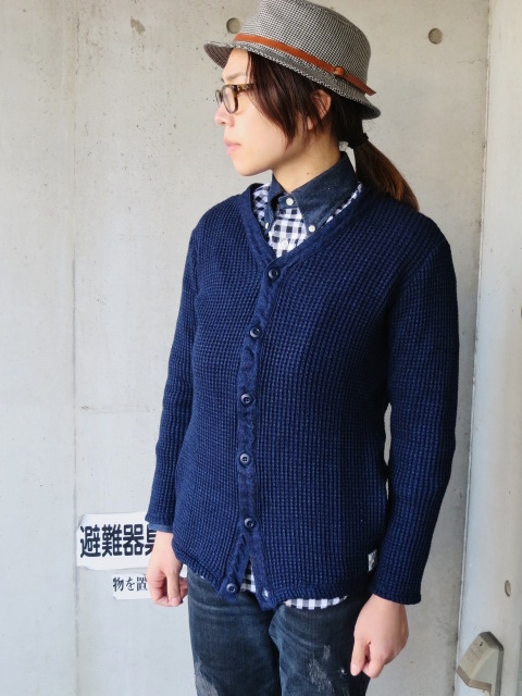 人気のIndigo シリーズ:WAFFLE CARDIGAN より新色(WIDE BORDER)!★!_d0152280_1247410.jpg