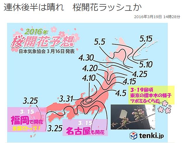 日本気象協会の桜の開花予想＜第5回＞…2016/3/19_f0231709_1944324.jpg