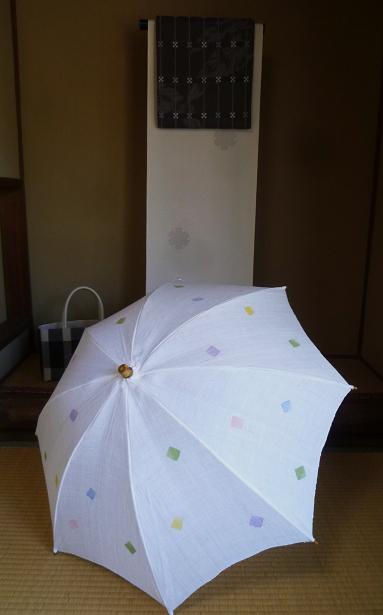 桝蔵さんのポピー帯のお客様・麻のUV加工日傘。_f0181251_13225161.jpg