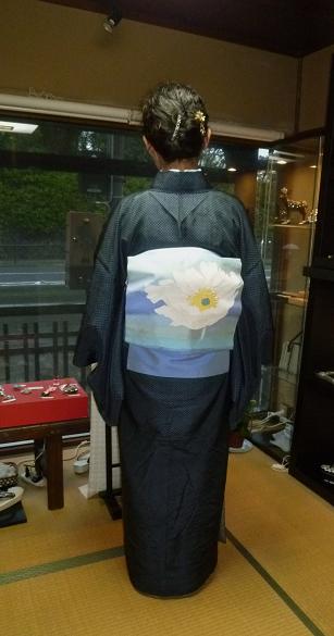 桝蔵さんのポピー帯のお客様・麻のUV加工日傘。_f0181251_1328125.jpg