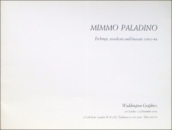 ミンモ・パラディーノの図録「Mimmo Paladino Etchings, woodcuts and linocuts 1983-86」（1986）_a0155815_1165857.jpg