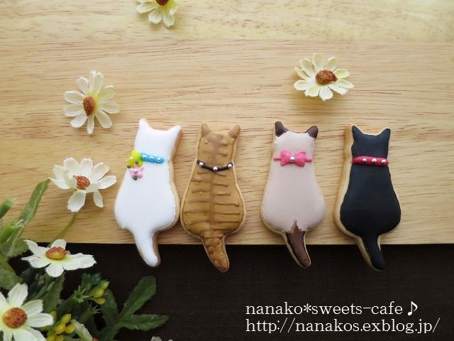 春がきたよ猫ちゃんたち アイシングクッキー Nanako Sweets Cafe