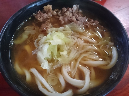 4/23 美也川 冷やしたぬきうどん¥350+肉うどん¥350@富士吉田市_b0042308_1264221.jpg