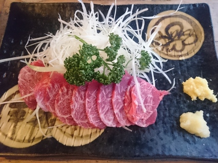 4/24 不動ほうとう¥1,080+馬刺し¥1,080@ほうとう不動河口湖北本店_b0042308_17242211.jpg