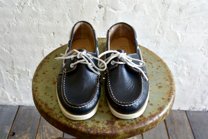 Italian leather black deck shoes 26cm dead stock_f0226051_1532060.jpg