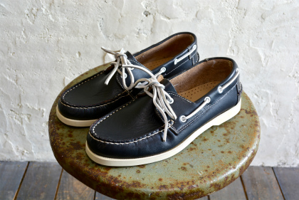 Italian leather black deck shoes 26cm dead stock_f0226051_1552770.jpg