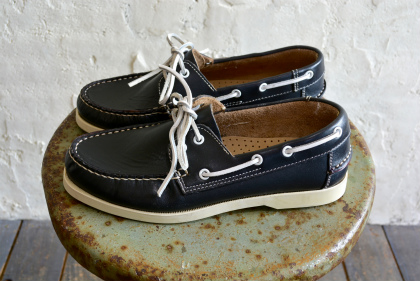 Italian leather black deck shoes 26cm dead stock_f0226051_1554077.jpg