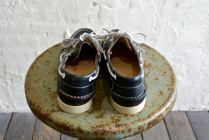 Italian leather black deck shoes 26cm dead stock_f0226051_1555682.jpg