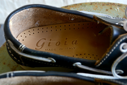 Italian leather black deck shoes 26cm dead stock_f0226051_1573825.jpg