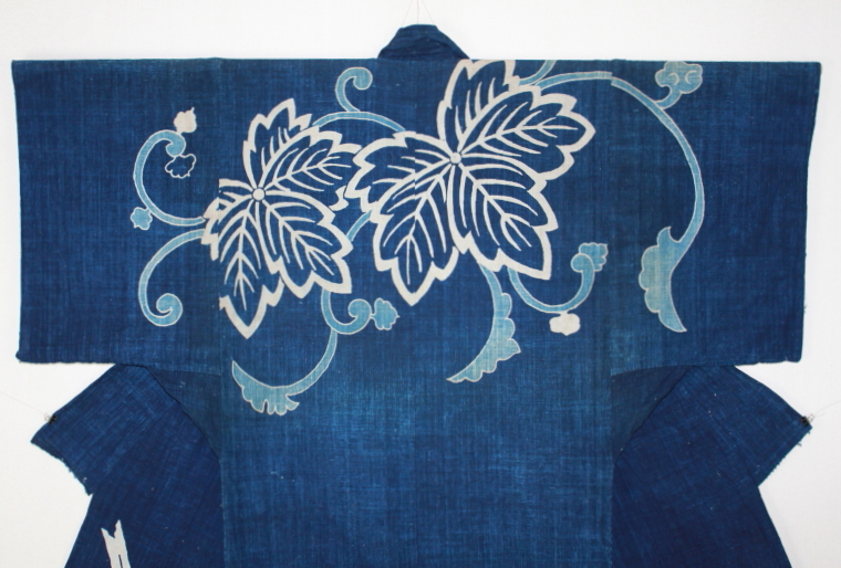 古布 木綿 筒描き 藍染め Japanese Antique Textile Tsutsugaki Yogi Indigo : 京都から古布のご紹介