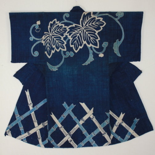 古布 木綿 筒描き 藍染め Japanese Antique Textile Tsutsugaki Yogi 