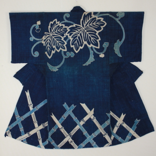 古布 木綿 筒描き 藍染め Japanese Antique Textile Tsutsugaki Yogi ...