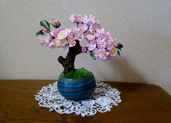 桜の盆栽 ふわキラ粘土の 夢づくり 桜の盆栽 ふわキラ粘土の 夢づくり