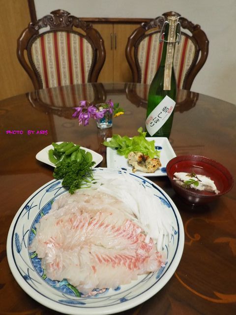 鯛のお刺身の夕食＠ＧＷ_f0295238_15381212.jpg