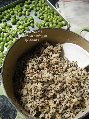 キノア＆枝豆玄米ごはん     Arroz Integral con Quinoa y Edamame_c0351539_22242766.jpg