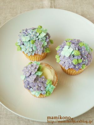 あじさいカップケーキ Mamikono ハレの日のお菓子