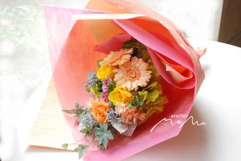 贈呈用花束! ガーベラを使って_a0136507_22484963.jpg