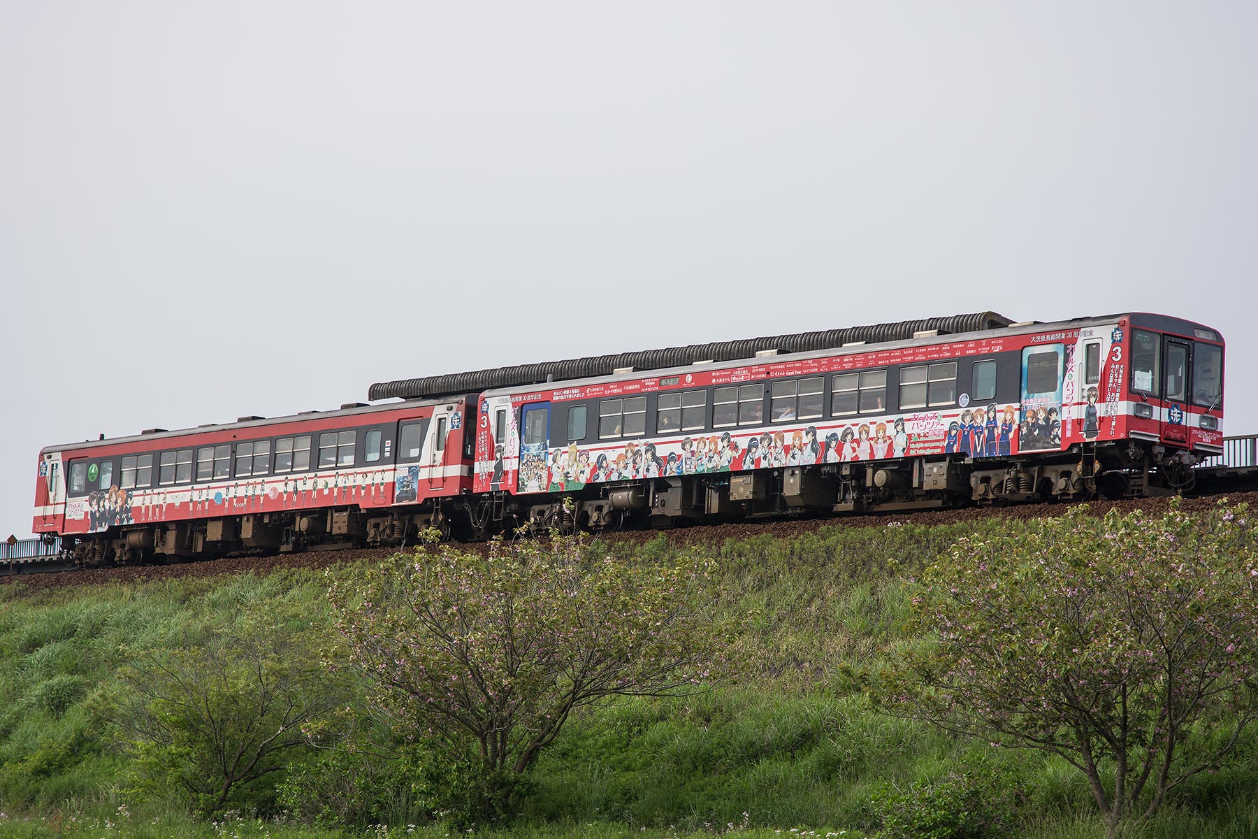 鹿島臨海鉄道 6000形 - 「ガールズ&パンツァーラッピング 2連運転