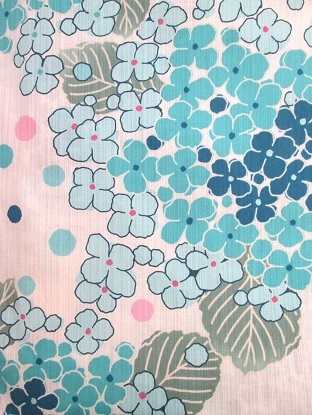 有村架純　プロデュース浴衣　紫陽花　水玉アジサイ　水色ブルー系　変わり織 有村架純 プロデュース浴衣 紫陽花 水玉アジサイ 水色ブルー系 変わり