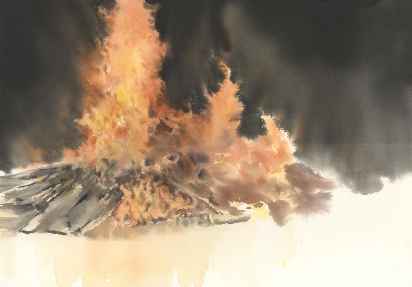 Flame 炎 水彩画 はるさき水彩画blog Flame 炎 水彩画 はるさき水彩画blog